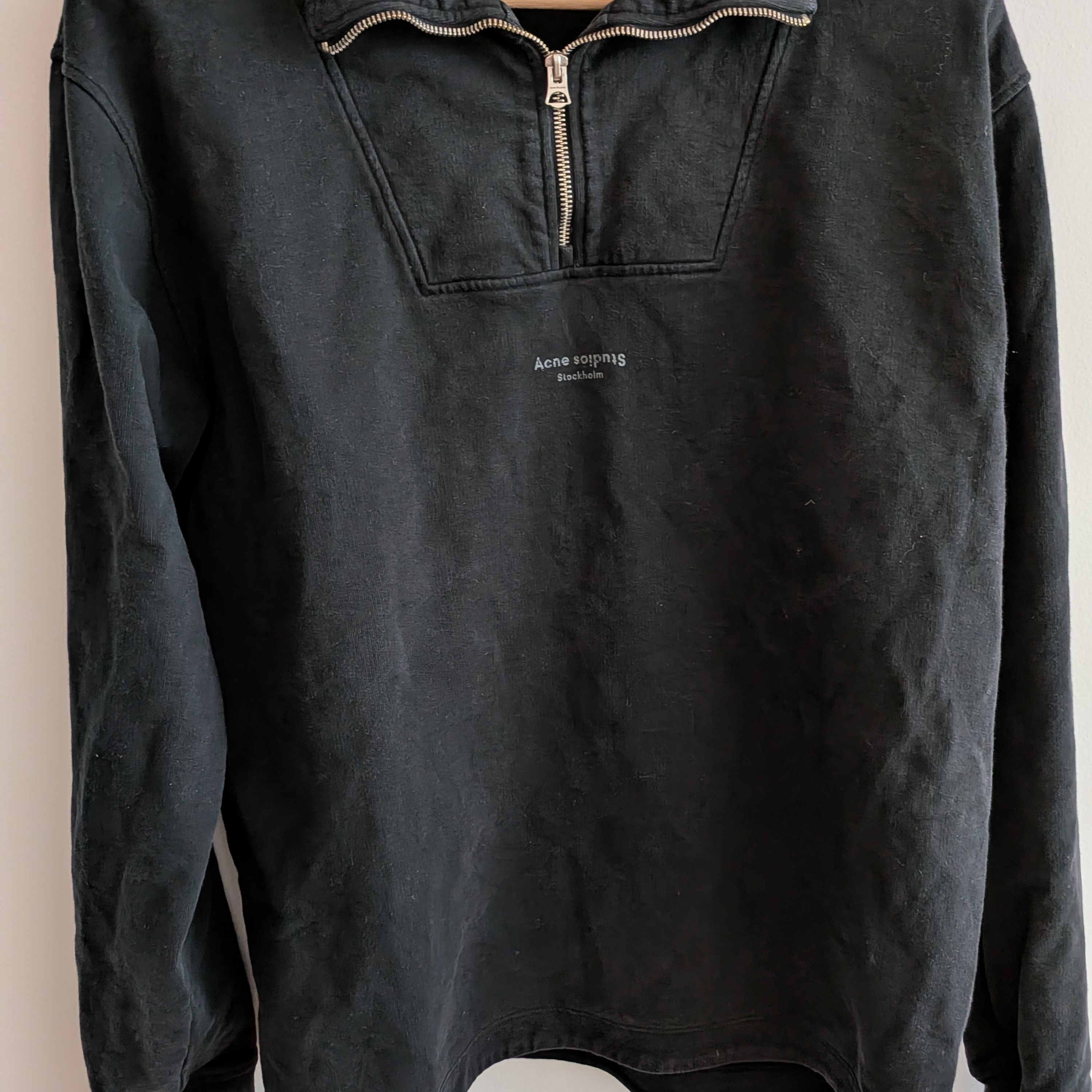 Acne Studios Black Cotton Sweatshirt With White Label